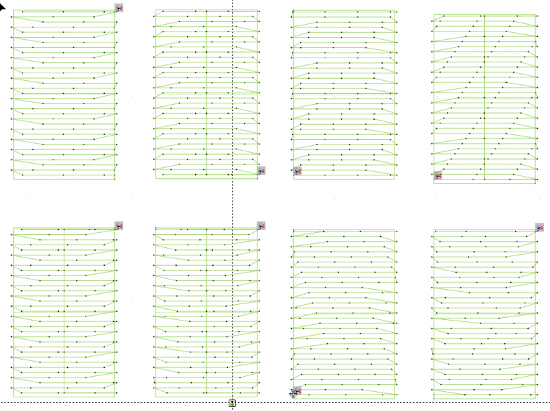 Auswahl an Tatami-Mustern, 2 Linien/mm für die Übersichtlichkeit.
