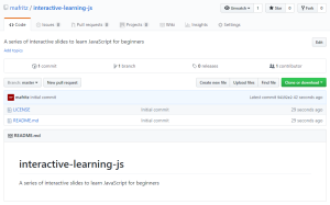 GitHub page d'un projet créé.png