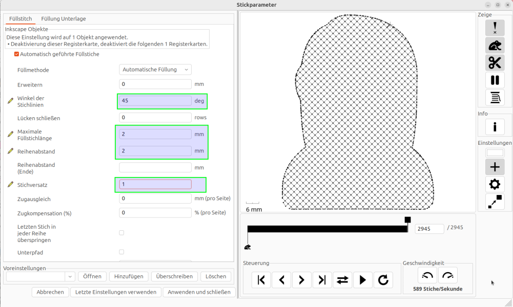 Knockdown Stich mit Inkscape