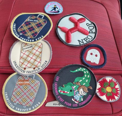 Patchs présentés lors d'un meeting Ink/Stitch en 2024