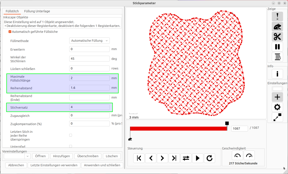 Knockdown Stich mit Inkscape