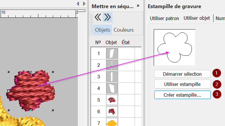 Création et utilisation d'une estampille de broderie à partir d'un objet existant avec Hatch 3.