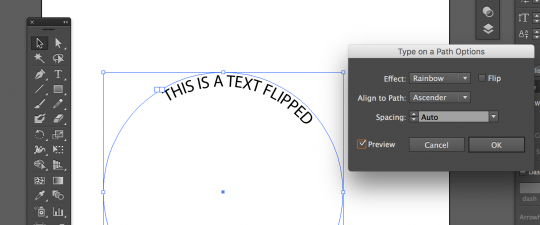Type on a path options : ascender