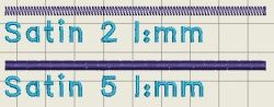 Deux densités de satin: 5 lignes/mm et 2 lignes/mm