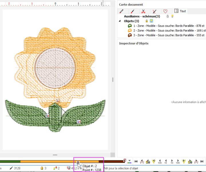 Barre de simulation dans Embroidery Office 23