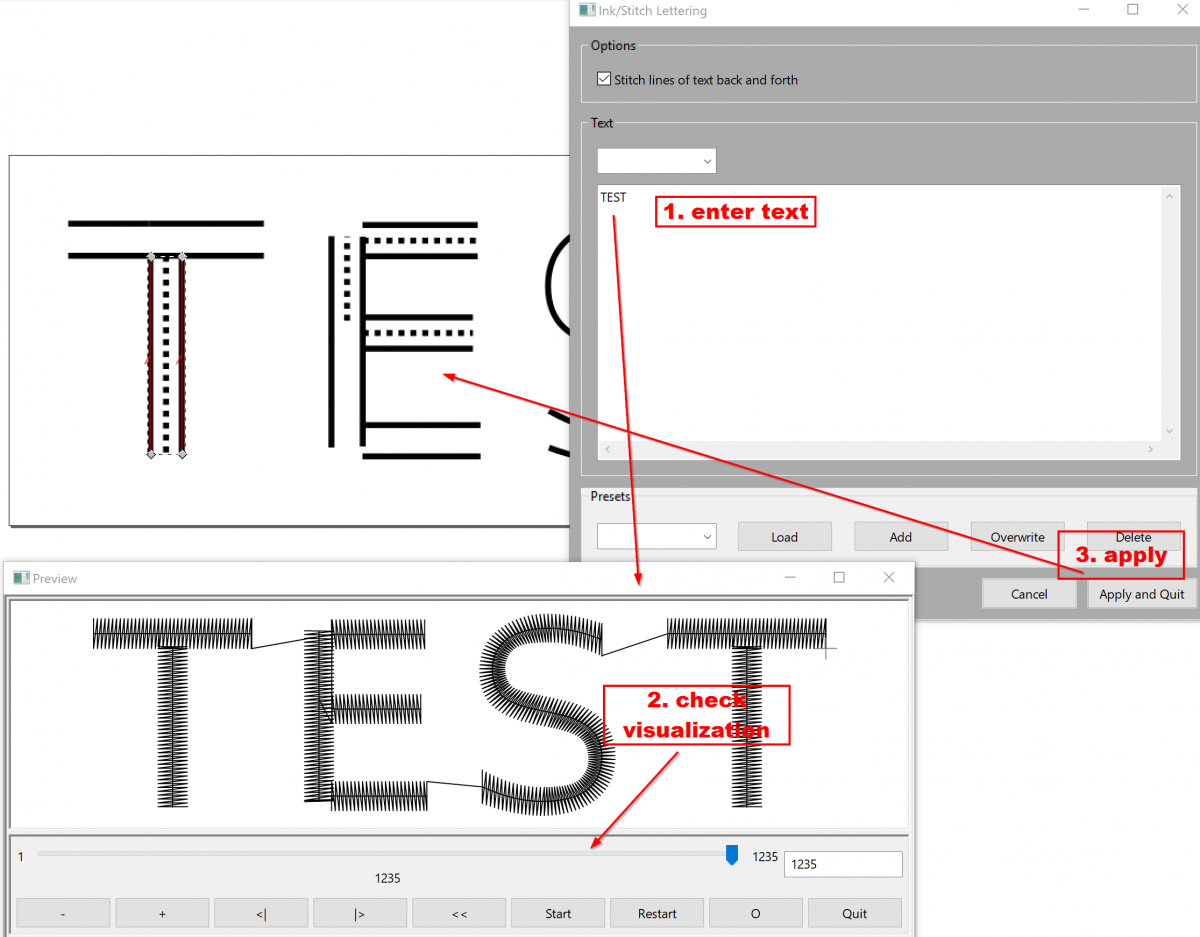InkStitch - lettering - ArboresTechWiki