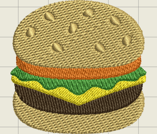 Simulation d'un hamburger réalisée avec Ink/Stitch.
