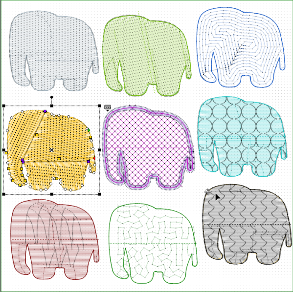 Zones remplies avec différents points (Stitch Era v. 20)